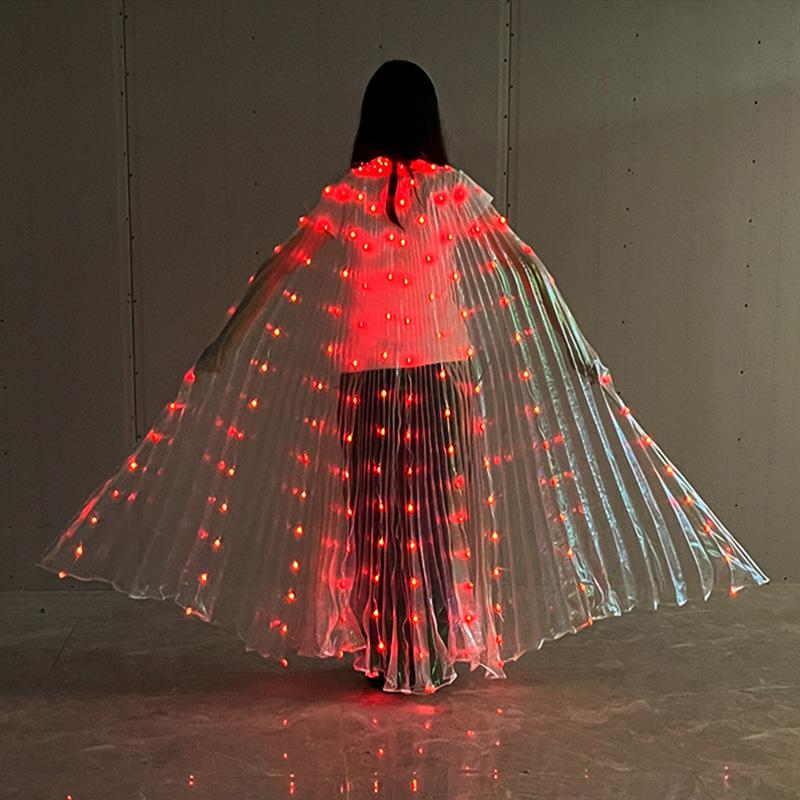 Крылья для танца живота с подсветкой, белые светодиодные бабочки, светящиеся ангельские танцы, одежда для взрослых и детей