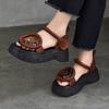 Модные GKTINOO 2025 Летние Новые Универсальные Сандалии с Открытым Носком из Натуральной Кожи Ретро Удобные на Толстой Подошве на Липучке Женская Обувь