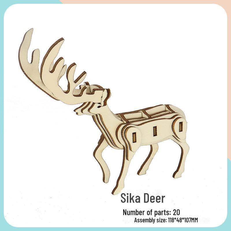 Милые животные DIY 3D деревянная головоломка для детей