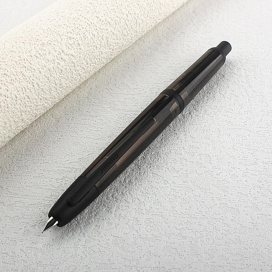 Гладкая нажимная перьевая ручка JINHAO 20, выдвижной наконечник EF F, прозрачно-черный, с конвертером, школьные и офисные принадлежности