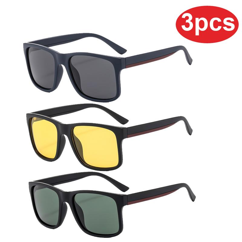 3 Pcs Polarized Sunglasses Men Women Sunglasses Brand Design Uv400 Driving Goggles Outdoor Sports Fishing Cycling Eyewear Unisex