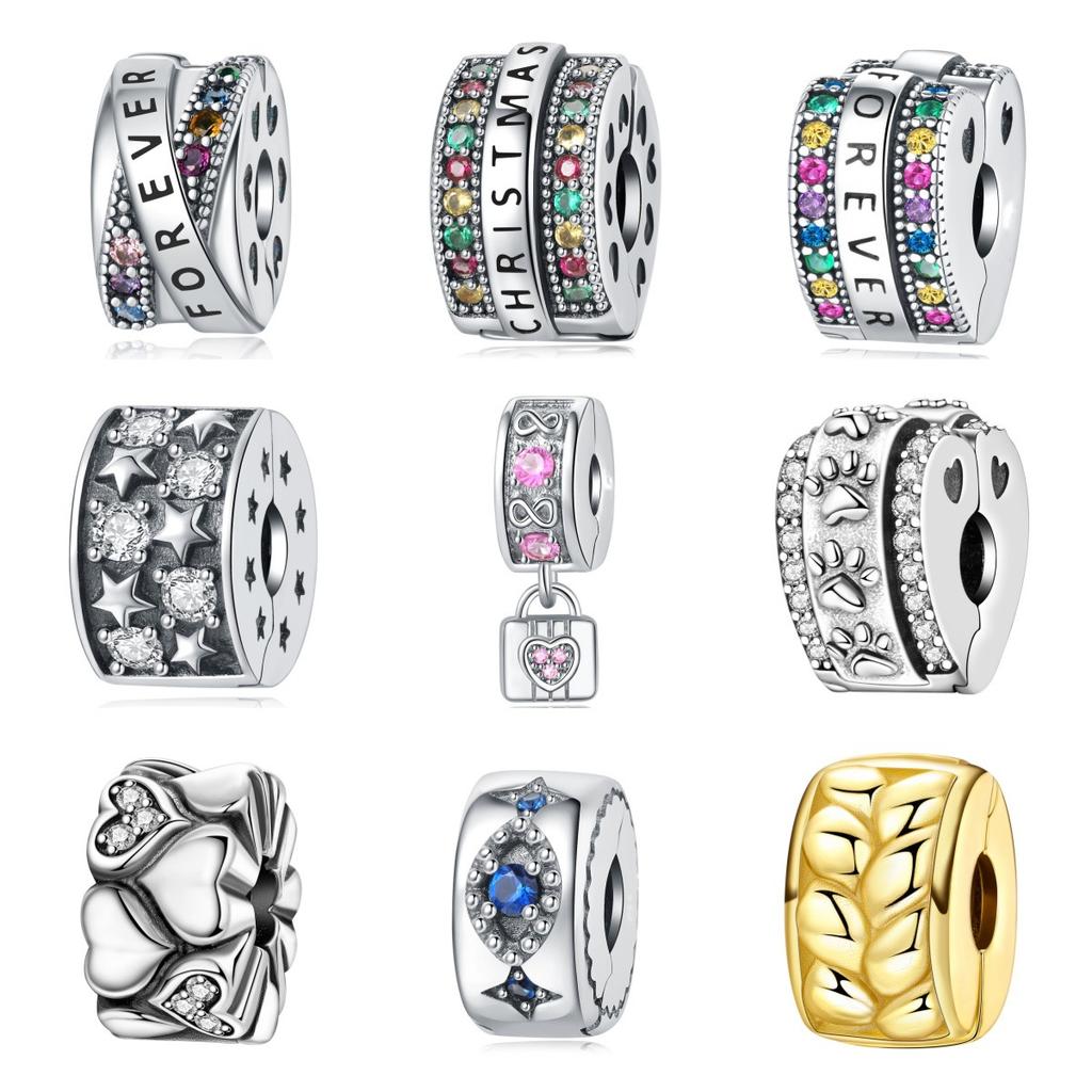 Forever Love Heart Color Zircon Bead Clasp Charms DIY Jewelry Making Accessories