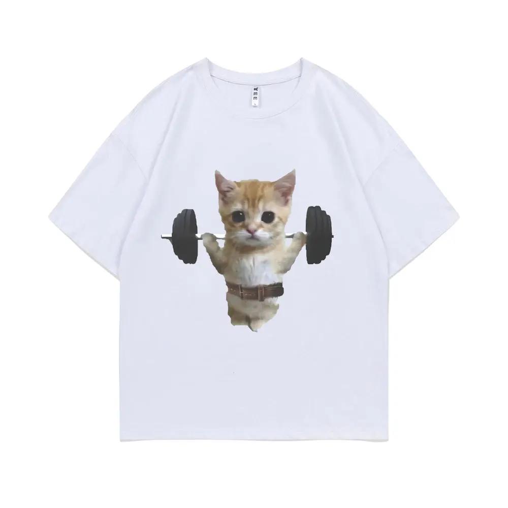Funny Gym Sam Sulek Cat Graphic Print T-shirts Men Women Cute Fitness Pump Cover Tshirt Woman Meme T Shirt Short Sleeve