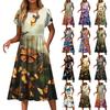 Women's Dresses Butterfly Pattern Round Neck Short Sleeve Dresses