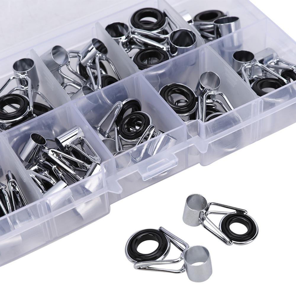 45Pcs Stainless Steel and Ceramics Fishing Rod Guide Ring Guide Ring Set  Fresh Water Fishing
