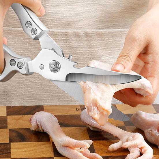 Прочные кухонные ножницы с пружинной ручкой из нержавеющей стали, ножницы для птицы для курицы, рыбы, ребер