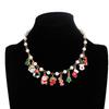 Colorful European & American Christmas Pendant Bracelet & Pearl Necklace with Santa, Reindeer, Snowman, Love, Heart, Multi-Accessory Design