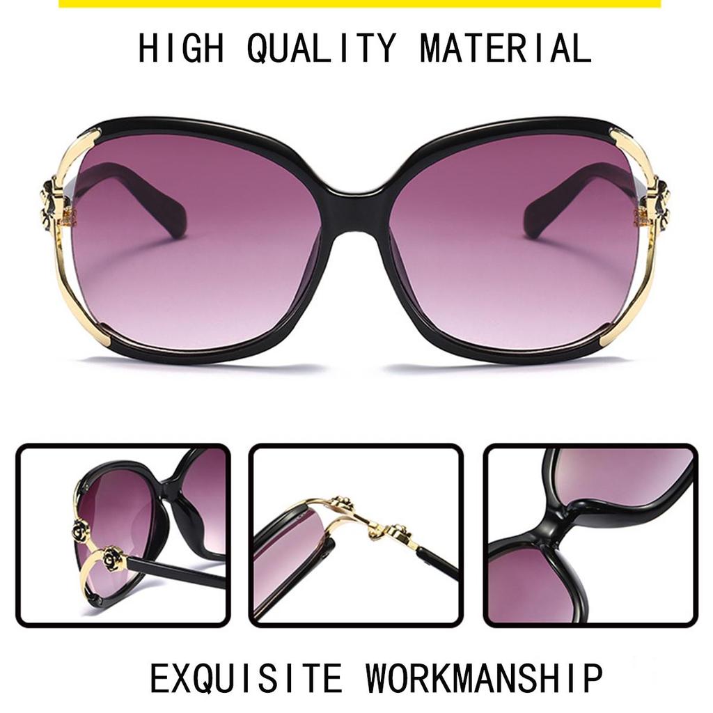 Newest Anti-UV Square Sunglasses for Women with Retro Camellia Design and Summer Glasses Case