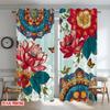 Colored Mandala Flower Butterfly Print Drapes Room Darkening Window Curtains for Home Decor,Rod Pocket Blackout Curtains Bedroom