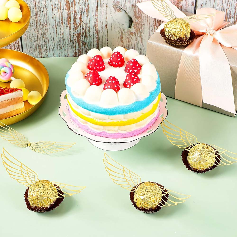 103 шт. шоколадных украшений для вечеринки волшебников, с 3 золотыми стойками ворот, 50 шт. золотых крыльев снитча для украшения шоколадных вафельных кексов с 50 шт. точек склеивания