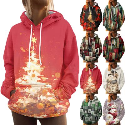 Женская модная толстовка с принтом, повседневная толстовка с капюшоном и карманами