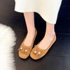 Fashion Suede Round-toe Shallow-mouth Tassel Slip-on Soft-sole Anti-slip Wear-resistant Low-heel Single