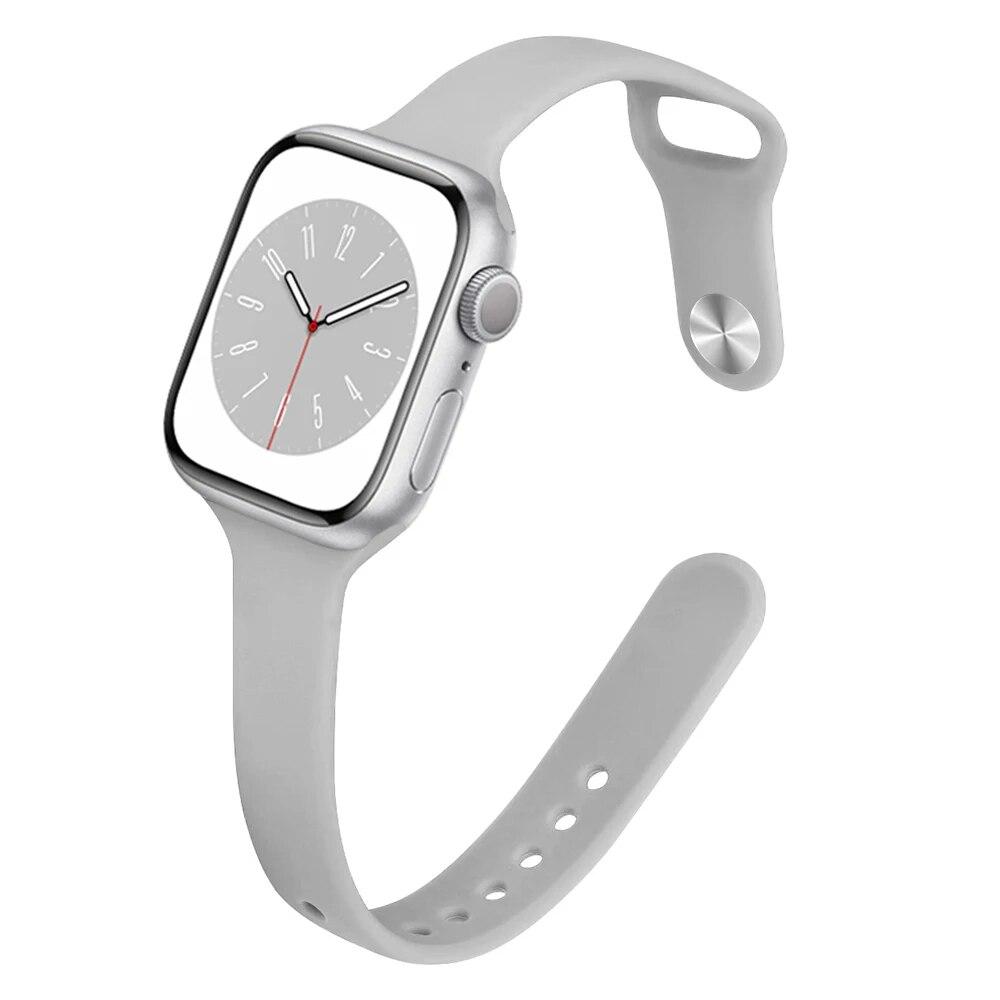 Ремешок для Apple Watch Band 40 мм, 44 мм, 45 мм, 41 мм, 38 мм, 42 мм, спортивный тонкий силиконовый браслет correa iWatch Series 8 Ultra 2 SE 7 6 3 9