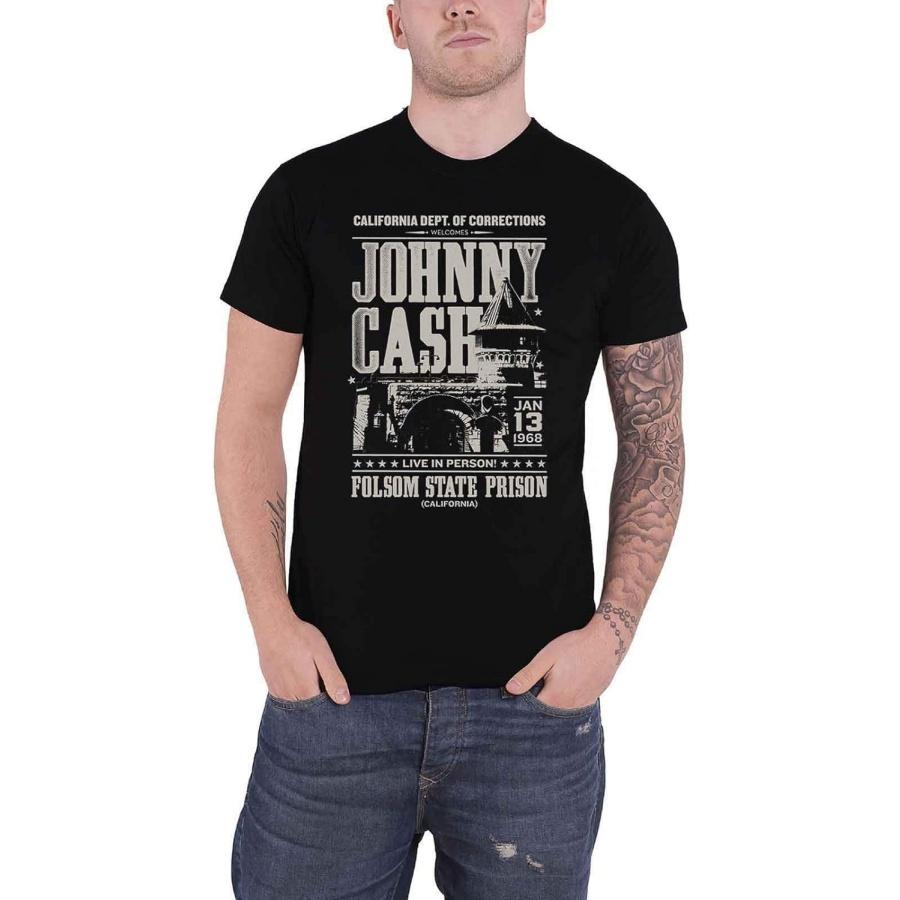 Johnny Cash T Shirt Folsom Prison Poster New Official Eco Mens Black