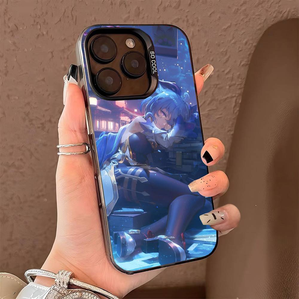 Чехол для телефона Ganyu Genshin Impact для iPhone 17 17Air 16 15 14 13 12 11 Pro Max Plus Цветной Серебристый