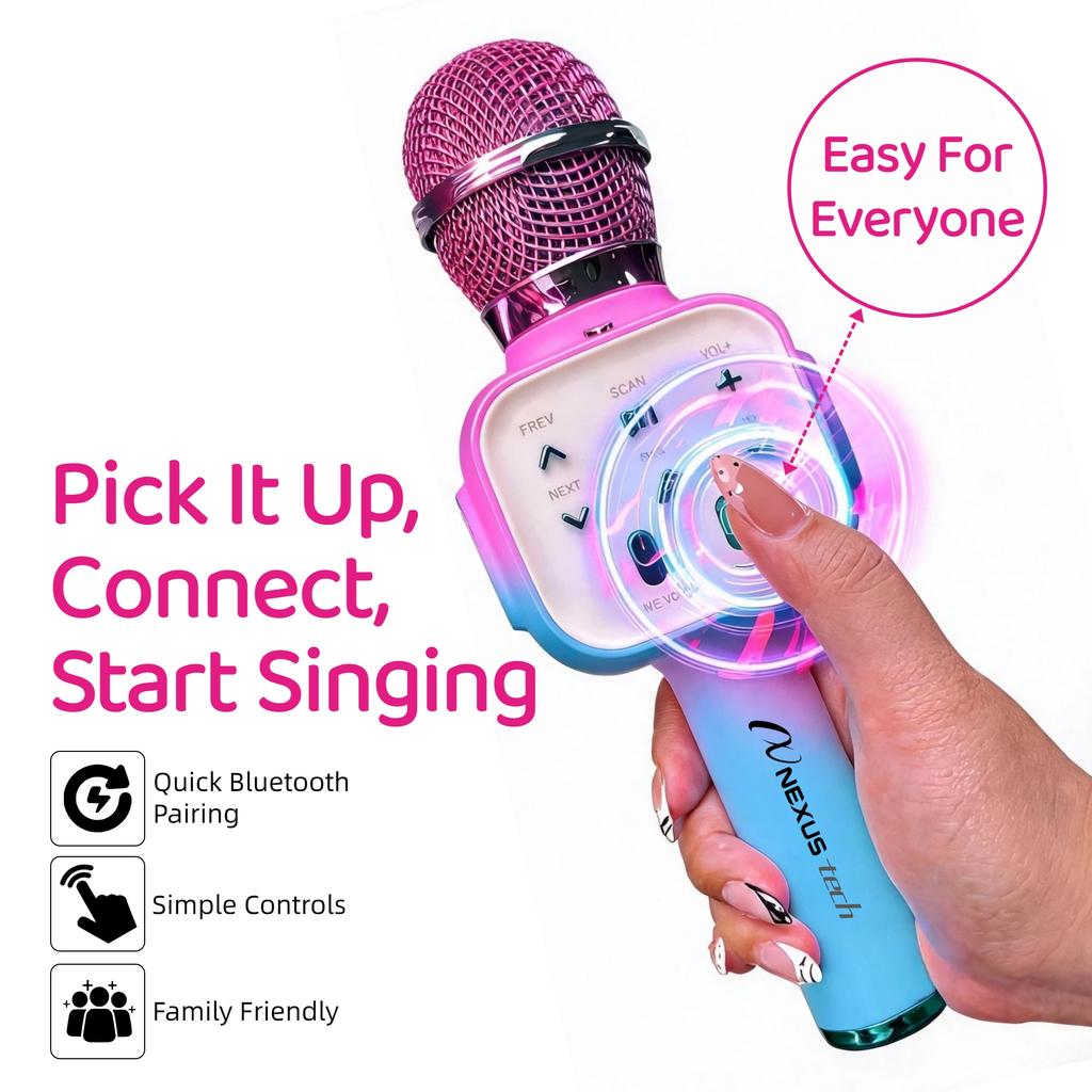 Kids Karaoke Microphone with Star Projection Light Bluetooth 5W Speaker 5 Voice Changer 6-8H Rechargeable Gift for Girls Boys