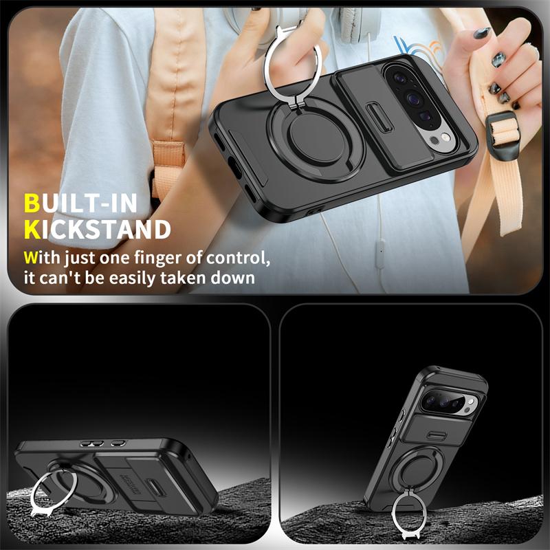 Armor Funda For Google Pixel 10 9 Pro XL 10Pro Magnetic Ring Bracket Case For Pixel 9A 8A 7 Pixel10 Pro Slide Lens Protect Cover
