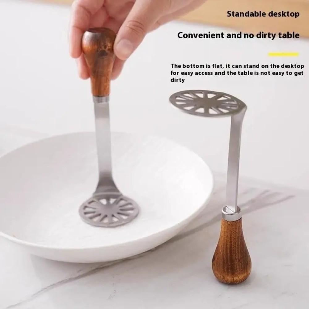 Non-Stick Mud Press Masher Wooden Handle Handheld Garlic Presser Manual Potato Masher  Kitchen Tool