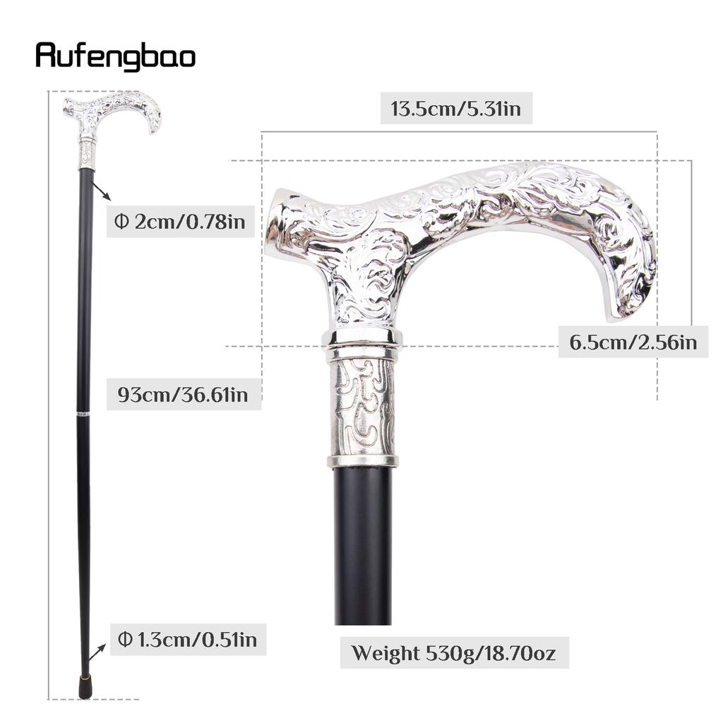 White Flower Pattern Walking Cane Fashion Decorative Walking Stick Gentleman Elegant Cosplay Cane Knob Crosier 93cm