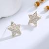 Brilliant Crystal Star Earrings Women Full Paved White Cubic Zirconia Simple Stylish Earring Versatile Fashion