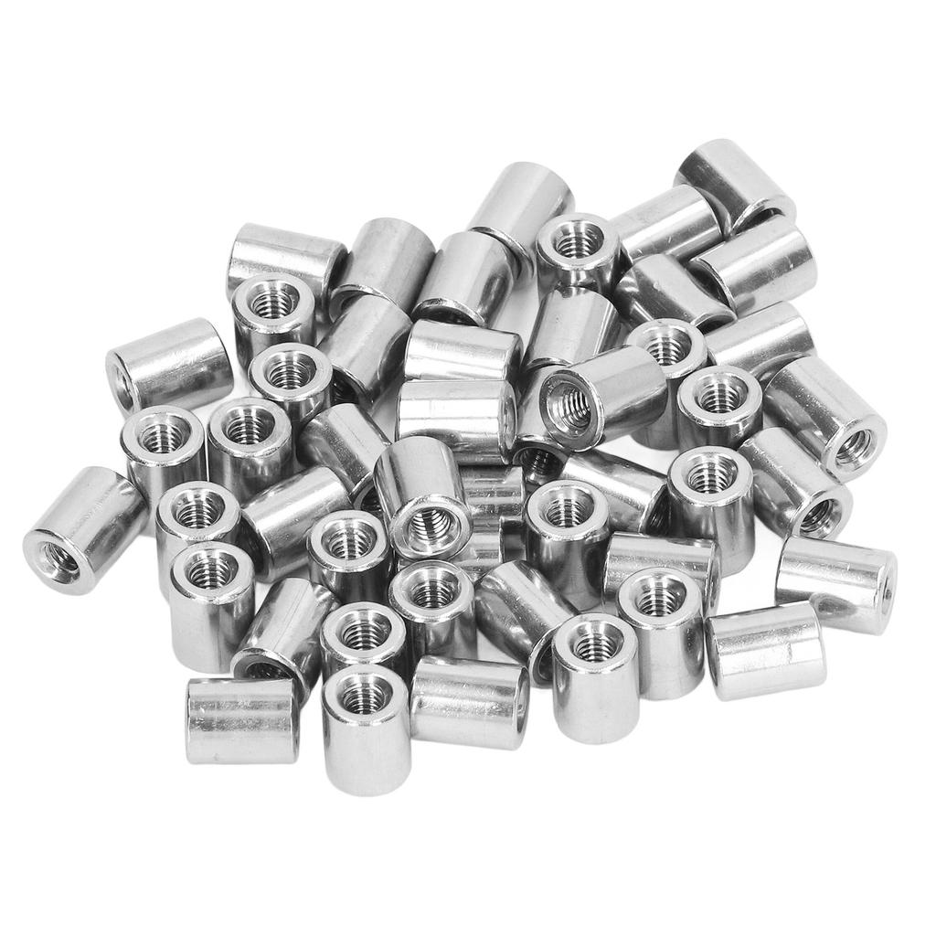 50Pcs M4 Female Thread Coupling Nut Rugged Stainless Steel Maintenance Cylindrical Coupling Nut Kit