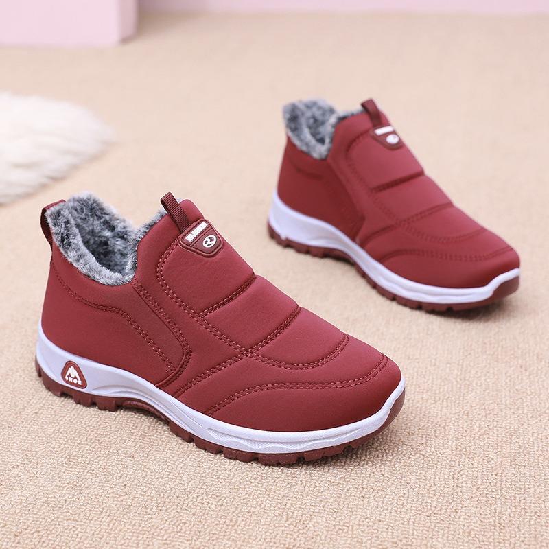 Женские зимние ботинки с флисовой подкладкой, зимние теплые водонепроницаемые ботинки без застежек, теплые уличные короткие ботинки