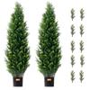 2 Pack 4' Artificial Cedar Topiary Tree Faux Plant UV Decor In/Outdoor