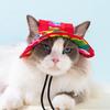 Pet Sun Hat with Ear Holes Adjustable Tie-Dyed Bucket Hat Outdoor Round Brim Sun Protection Hat for Small Medium Dogs Cats