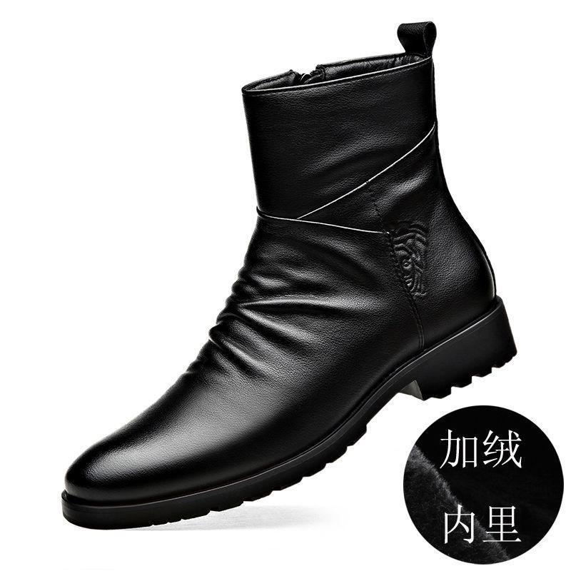 2025 осень мужские кожаные ботинки из коровьей кожи нескользящие тест молния теплые молодежные модные классические ботинки Мартин