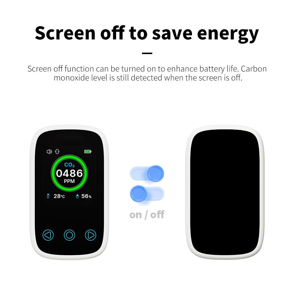 Мини CO2-детектор 3-в-1 Измеритель углекислого газа Тестер качества воздуха 400-5000ppm Детектор концентрации CO2 Контроль в реальном времени