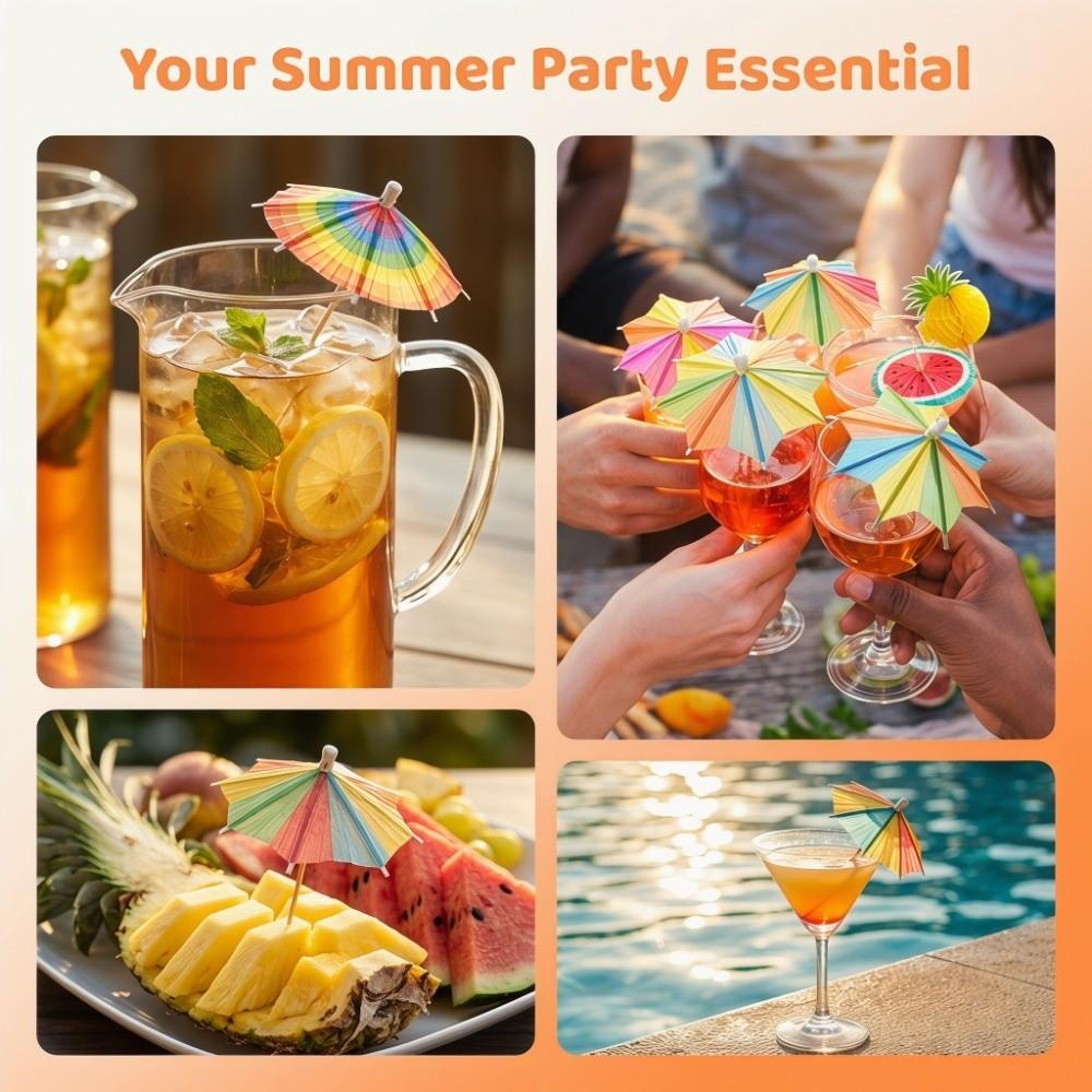 50Pcs Multicolored Cocktail Picks Mini Drink Umbrellas Cocktail Drink Umbrellas Drinks Garnish