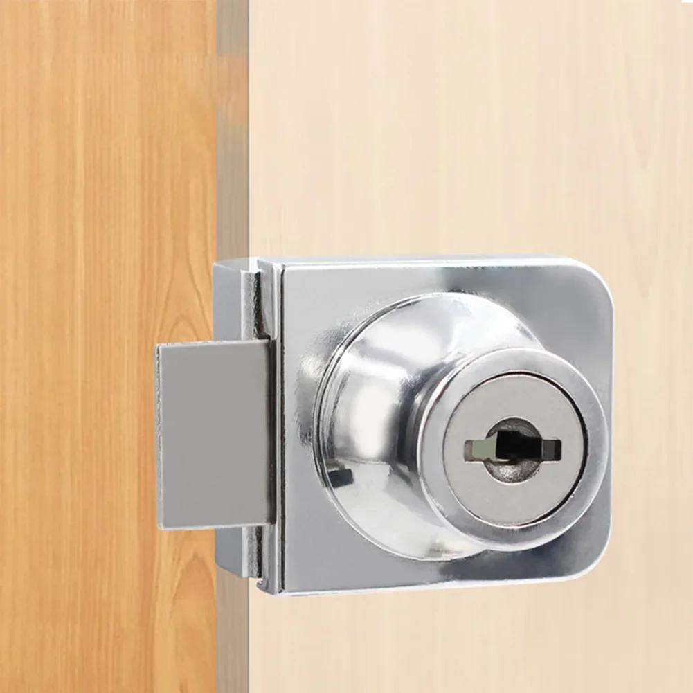 Замок для стеклянного шкафа Витрины Замок для раздвижной двери с ключами Замок без сверления Простая установка Замки для стеклянных дверей Мебельная фурнитура