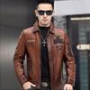New Leather Jacket Men's Leather Jacket Embroidered Short Lapel Flying Suit High-end Jacket