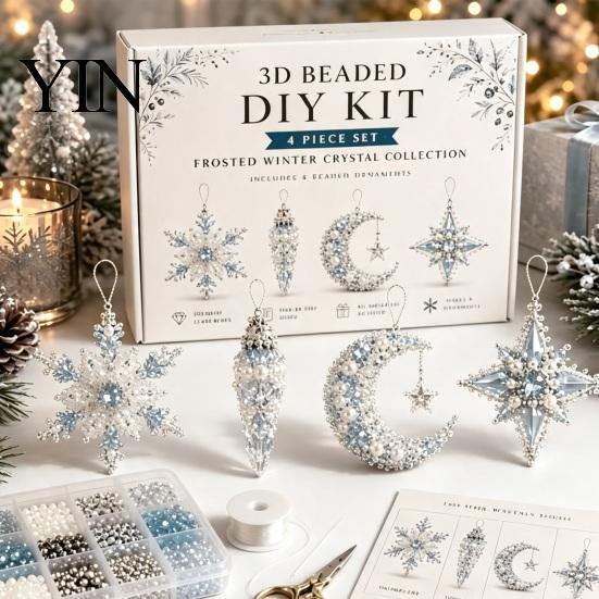 No Glue Beading Set 3D Beaded DIY Kit, Lifelike Christmas Animal Craft Set, Bead Cat Handmade Easy Embroidery Kit for Kids And Adults Festive Holiday
