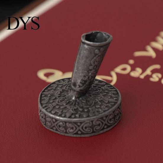 Decorative Metal Pen Socket Vintage Round Holder, Durable Exquisite Carved Desktop Ornament, Calligraphy Base Dip Pens And Quill Supply, for