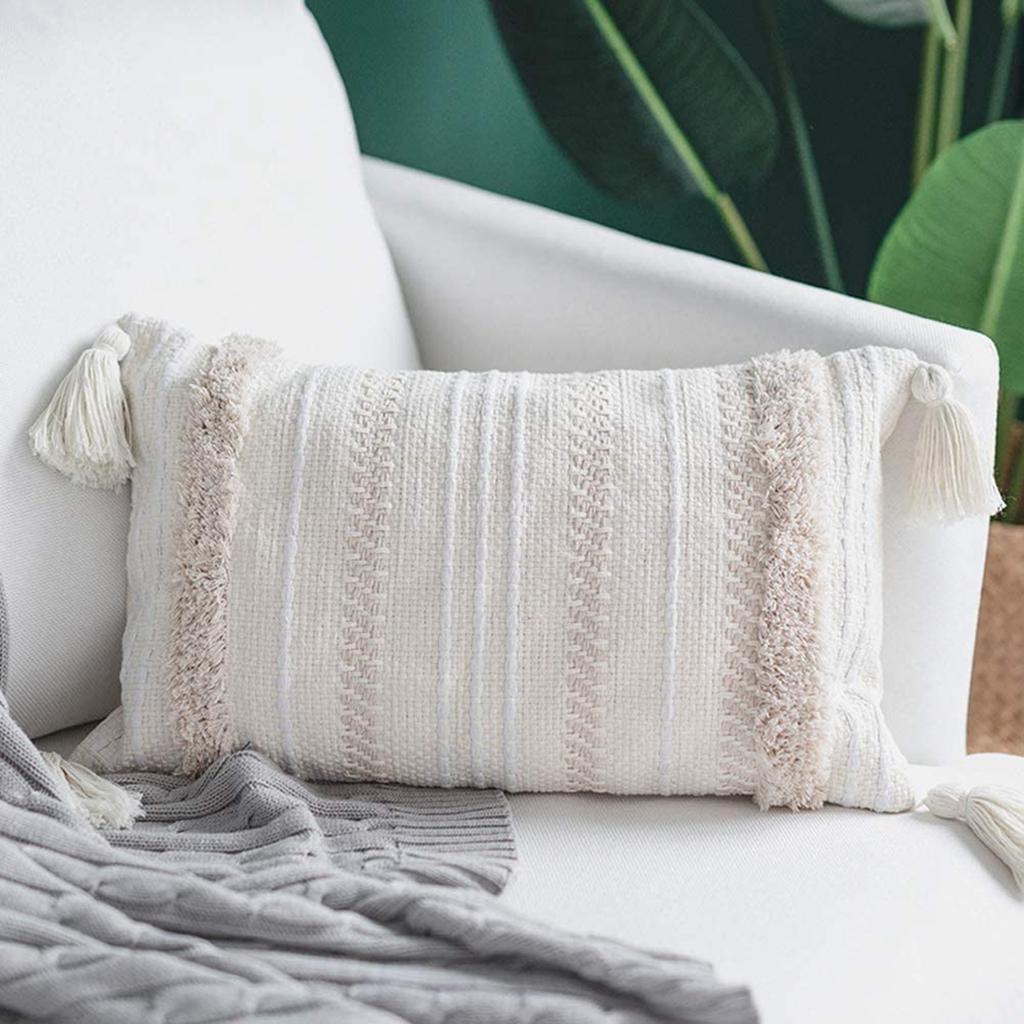 Couch Sofa Tufted Bohemian Tassel Woven Pillowcase Pillow Shell Throw Pillow Cushion Cover