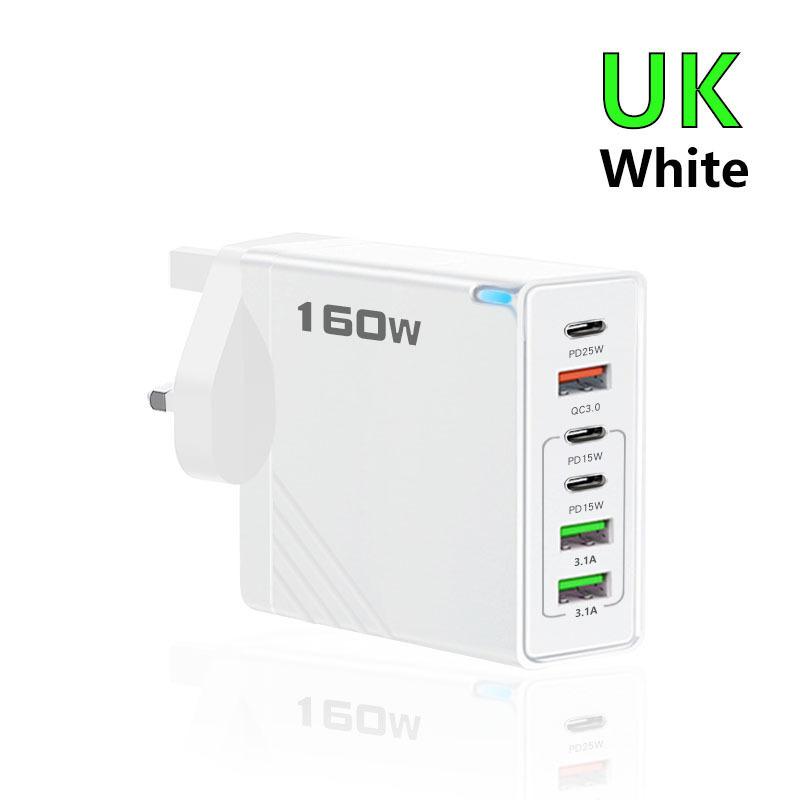 Многопортовое USB-зарядное устройство 160 Вт Type C Быстрая зарядка Вилка ЕС/США Настенное зарядное устройство для IPhone Samsung Xiaomi Huawei Адаптер для зарядки телефона