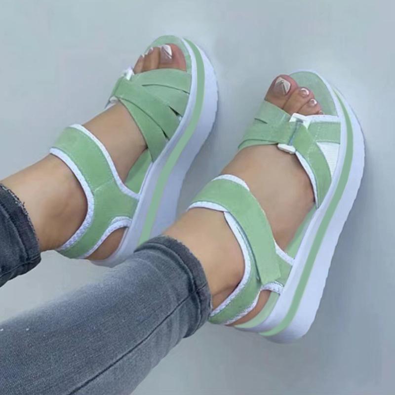 Модные женские босоножки на танкетке для женщин Летние босоножки Туфли на платформе с каблуками Босоножки женские мягкие элегантные босоножки на каблуке Mujer