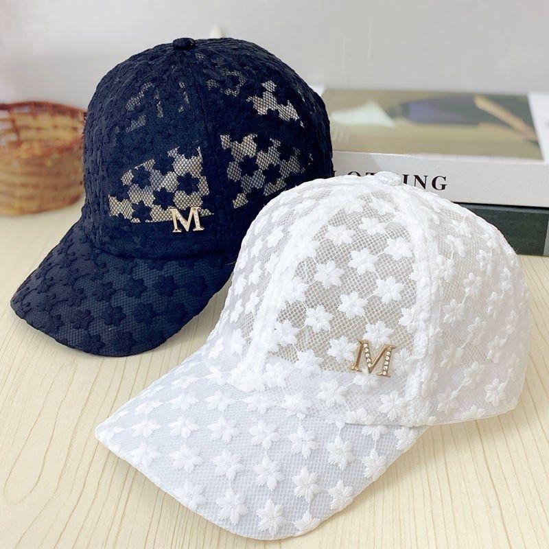Летняя тонкая кружевная кепка женская вышитая цветочная сетчатая дышащая бейсболка корейская версия модный солнцезащитный козырек