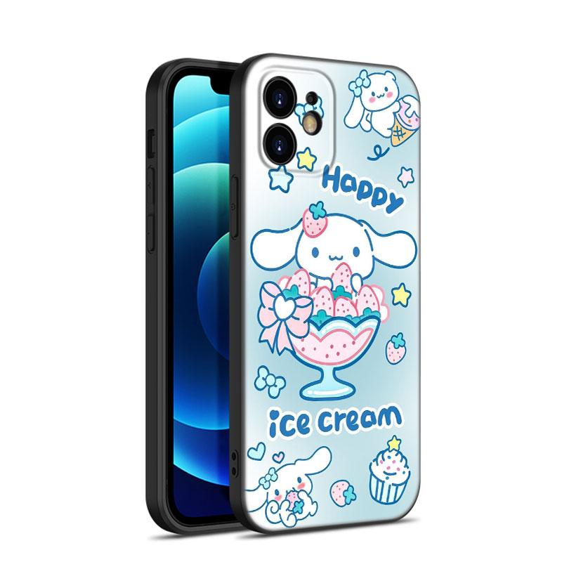 Кавайный чехол Cinnamoroll для Apple iPhone 12 13 Mini 11 14 15 Pro Max 7 8 Plus X XR XS SE 2020 2022 Черный силиконовый чехол