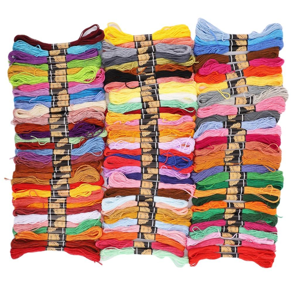 100pcs Polyester Cotton Cross Stitch Floss Rainbow Color Bracelet Yarn Embroidery Thread  Embroidery
