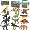 Dinosaur 12 Dinosaur and Dino Book Storage Realistic Dinosaur Kids Boys and Birthday Gift Toys, Figures, T-Rex Velociraptor, Box, Figures, Toys,