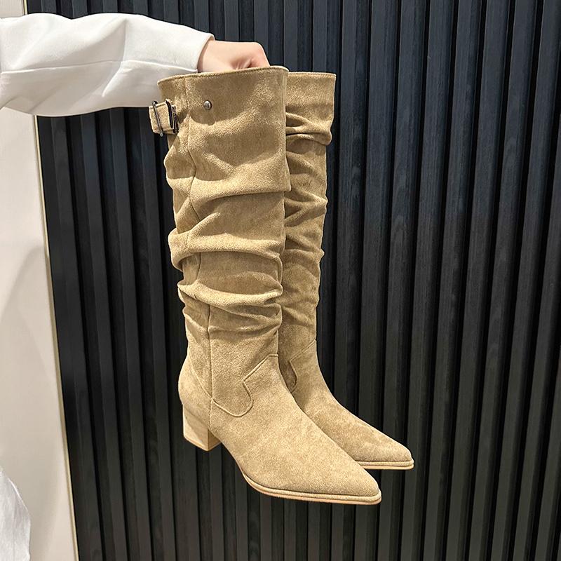 Сексуальные женские сапоги с острым носком, модные туфли на высоком каблуке, блестящие кожаные туфли, зимние замшевые туфли до колена в готическом стиле Botas Mujer, роскошные туфли-лодочки