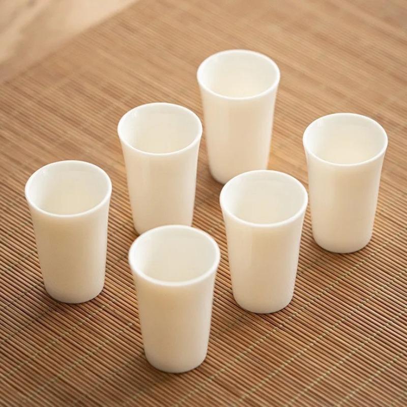 White Porcelain Teacup Sheep Fat Jade Chinese Small Tea Tasting Teaware Cup Smell Fragrance Teacups Kung Fu Cup Set