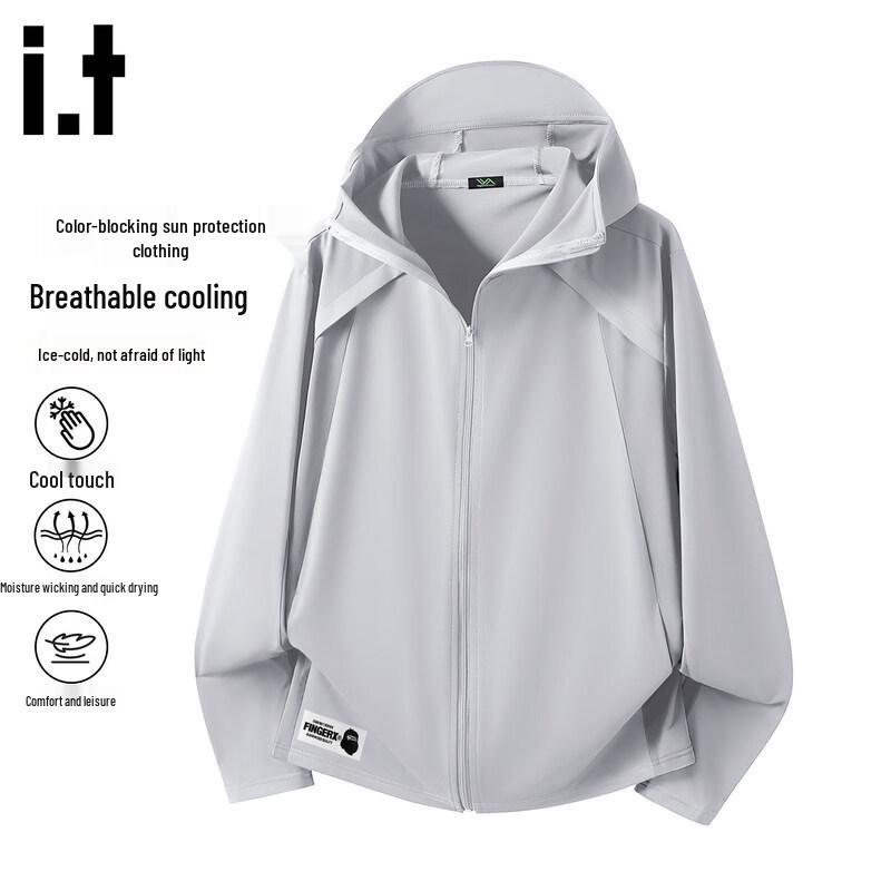 Fingercroxx IT Men's Color-block Hooded Sun Protection Jacket