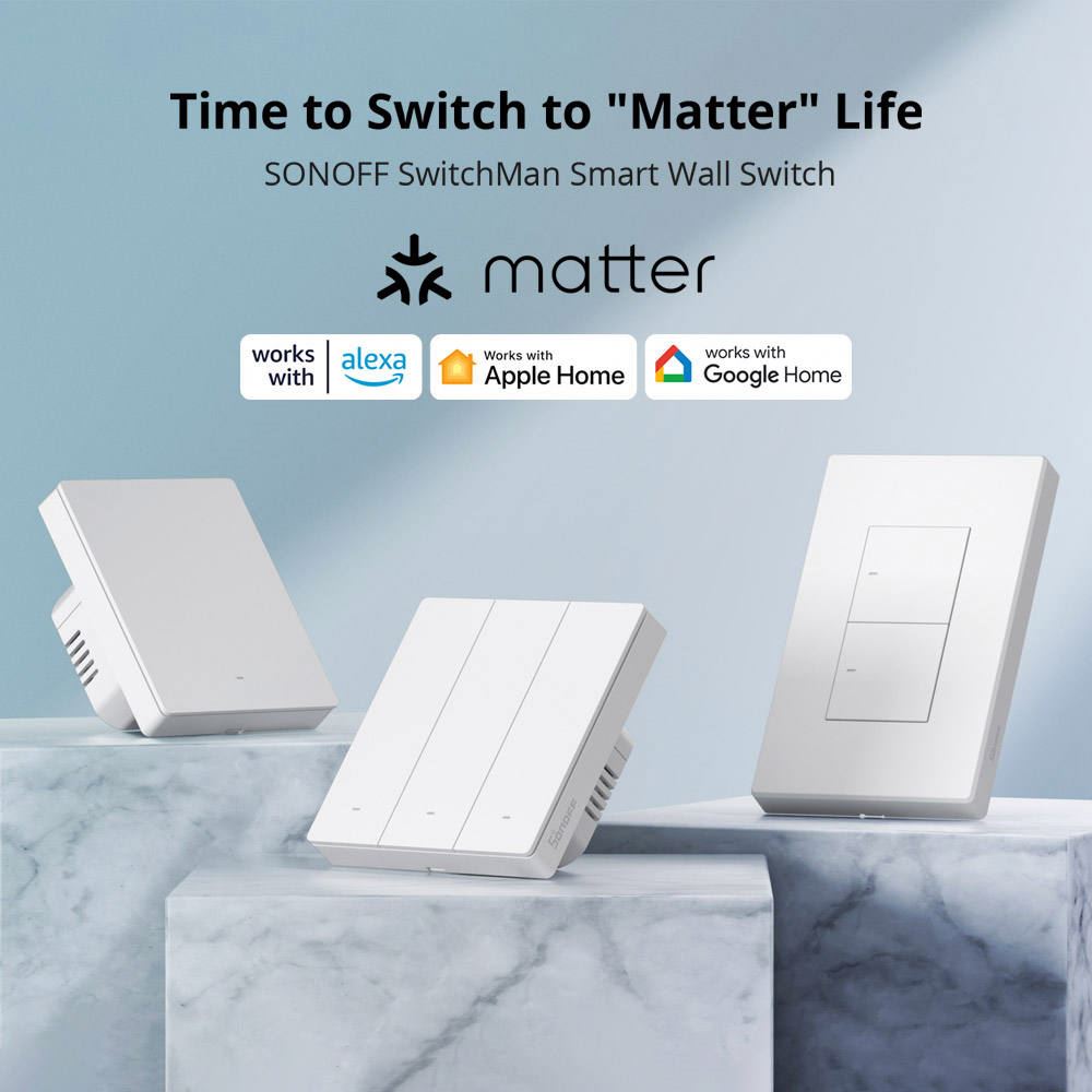 ITEAD Studio SONOFF SwitchMan US Standard Smart Wall Switch-M5 Matter White Color Works With Apple Home EWeLink Remote Control