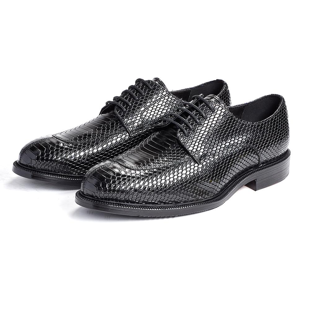 Fashion Men's British Style Genuine Leather Python Pattern Wedding Shoes Business Formal Dress Shoes