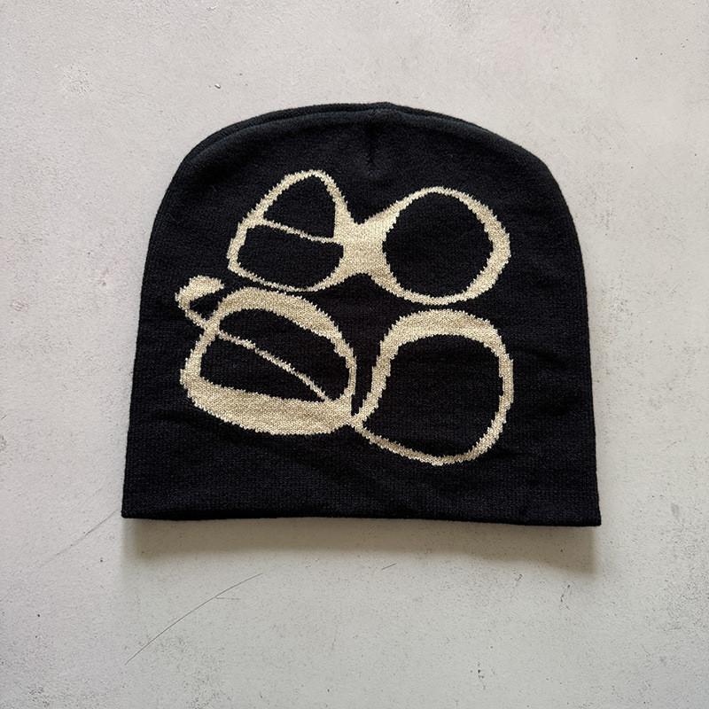 Protection Ear Knit Hat With Embroidered Design For Autumn Winter Casual