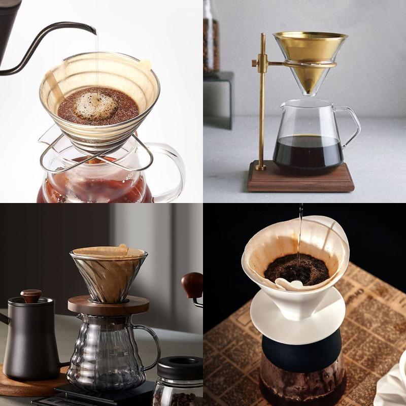 Неотбеленные конусные фильтры, фильтры для кофе, 40-200 штук одноразовые фильтры из натуральной бумаги 1-4 чашки, для пуровера и капельной кофеварки