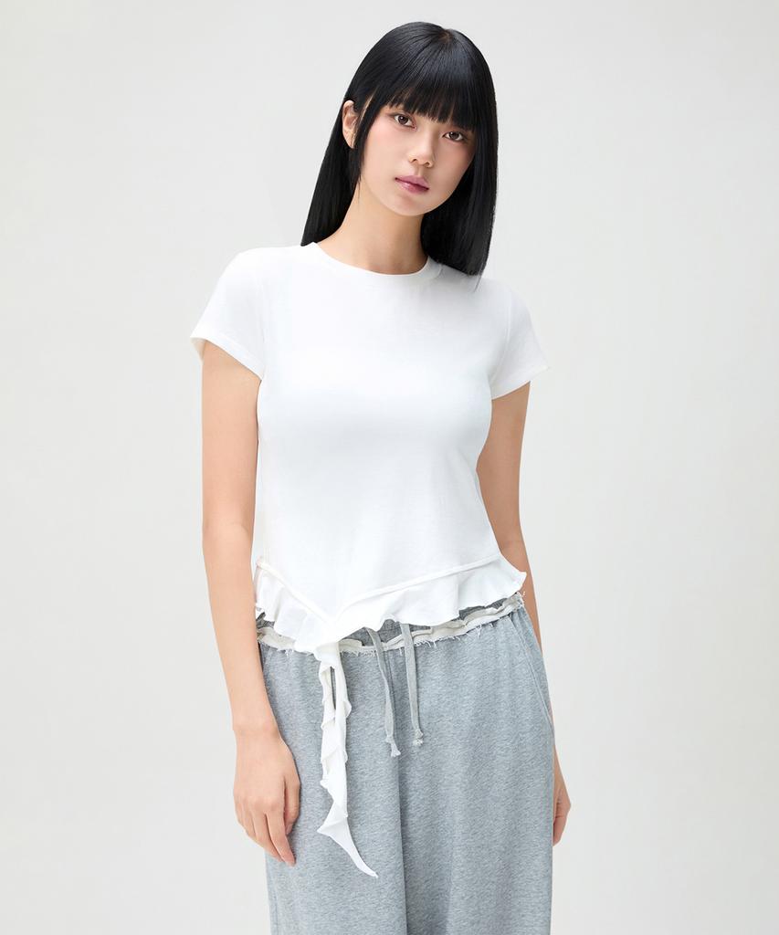 MIXXO Ruffle Short Sleeve T-Shirt_Miwhwg43Ts